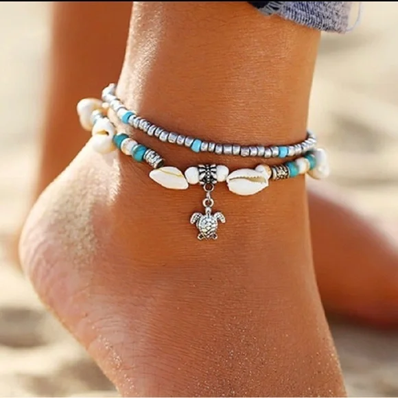 Bohemian Hawaiian Sea Tortoise Anklet - Picture 1 of 6